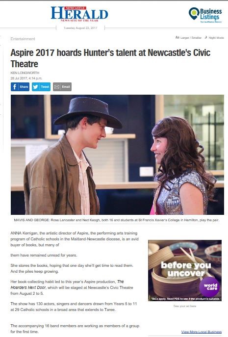 Newcastle Herald - "ASPIRE 2017 hoards Hunter's talent" Preview Image